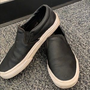 Vans slip on perforated black letter